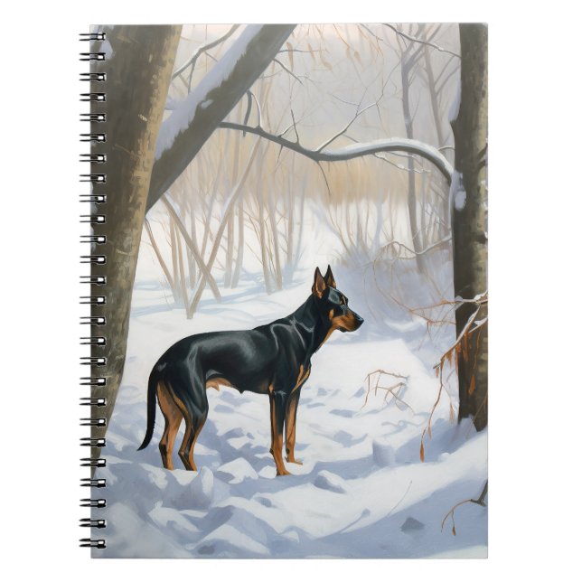 Caderno Espiral Doberman Pinscher Deixe Nevar Natal (Frente)