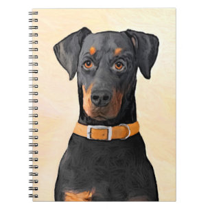 Caderno Espiral Doberman Pinscher Pintura Original Descortada