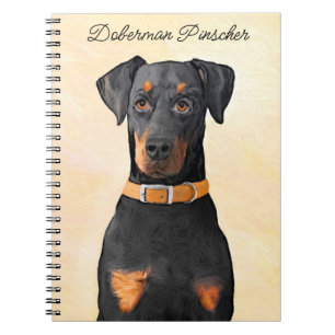 Caderno Espiral Doberman Pinscher Pintura Original Descortada