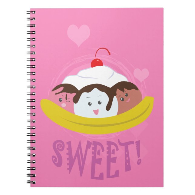 Caderno Espiral Doce Ameaças - Banana Split! (Frente)