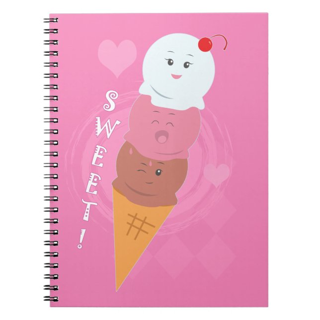 Caderno Espiral Doce Ameaças - Sorvete Cone! (Frente)