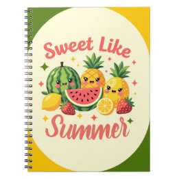 Caderno Espiral Doce Como Fruta Kawaii de Verão