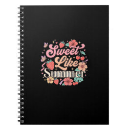 Caderno Espiral Doce Como Verão Cute Morango Cereja Floral Wo