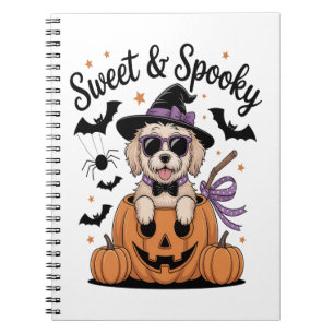 Caderno Espiral Doce e Assustador Cachorro Halloween