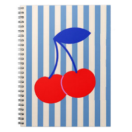 Caderno Espiral Doce Listrado de Cereja Retro