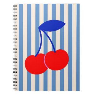 Caderno Espiral Doce Listrado de Cereja Retro