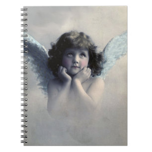 Caderno Espiral Doce Rosy Cheeked Vintage Angel nas nuvens