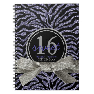 Caderno Espiral Doce roxo 16 da zebra do olhar feminino selvagem