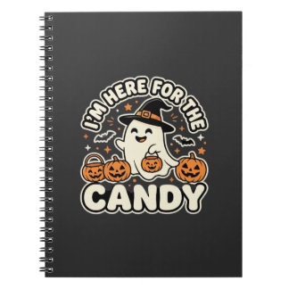 Caderno Espiral Doces de Halloween Fantasma Desenho de Abóbora