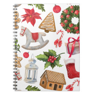 Caderno Espiral Doces de Natal Bonitos do Pai Natal Personalizados