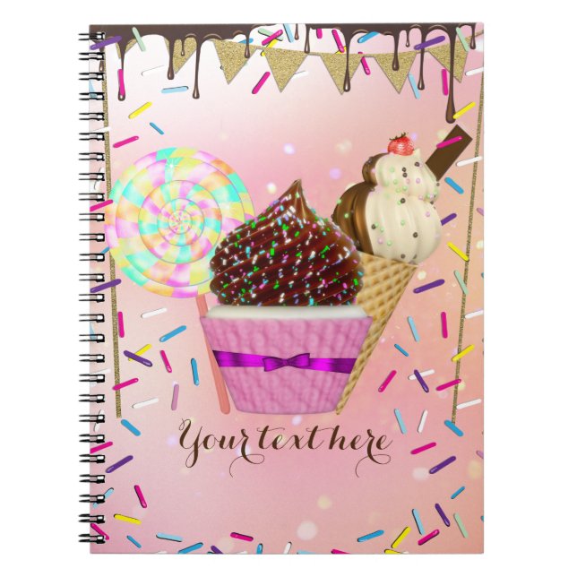 Caderno Espiral Doces Terra dos Doces Chuva de Confeitos (Frente)