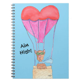 Caderno Espiral Dog in Hot Air Balloon