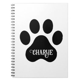 Caderno Espiral Dog Paw Name Silhouette Design