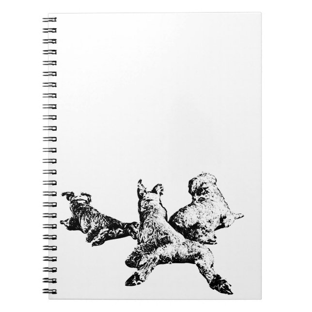 Caderno Espiral Dog Trio Notebook – Black & White Ink Cover (Frente)
