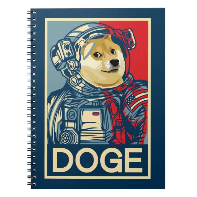 Caderno Espiral Dogecoin Astronaut Dogue To Moon Crypto Funny (Frente)