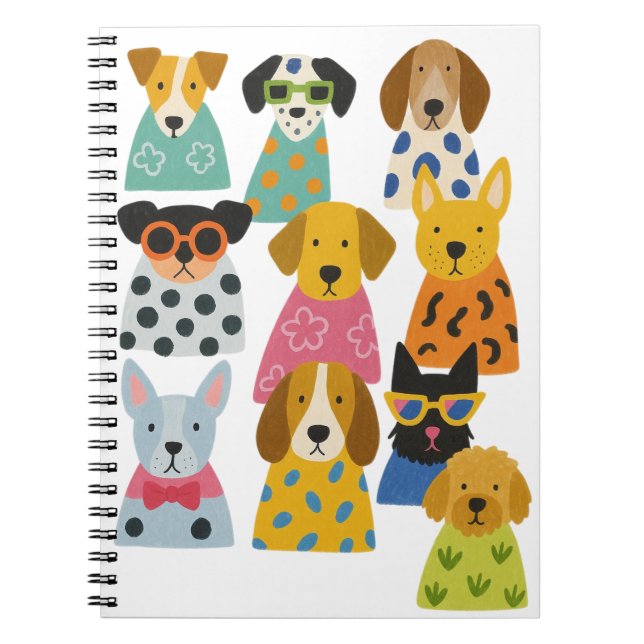 Caderno Espiral Dogs na moda Engraçados Pet Lover Presente (Frente)