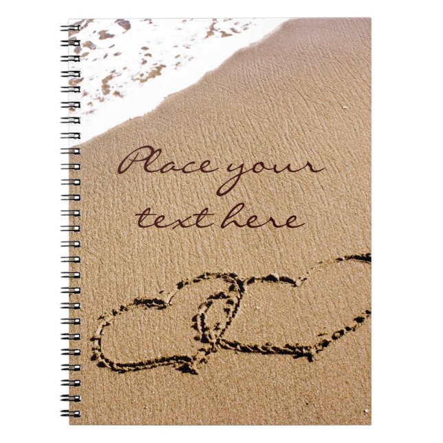 Caderno Espiral Dois Corações Na Areia (Frente)