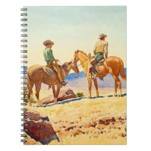 Caderno Espiral Dois Cowboys em Cavalos por Maynard Dixon
