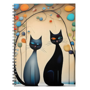 Caderno Espiral Dois Gatos Encharcados