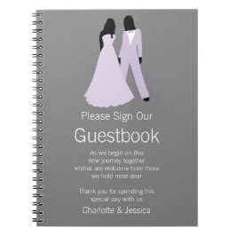 Caderno Espiral Dois Guestbook de Casamento de Noivas.