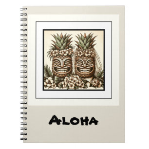 Caderno Espiral Dois Noivos Gay Cabeça de Tiki de Abacaxi Retro Ca