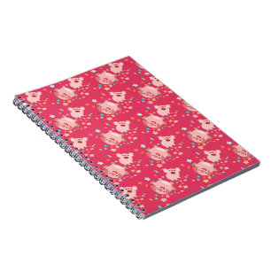 Caderno Espiral Dois porcos bonitos dos desenhos animados no