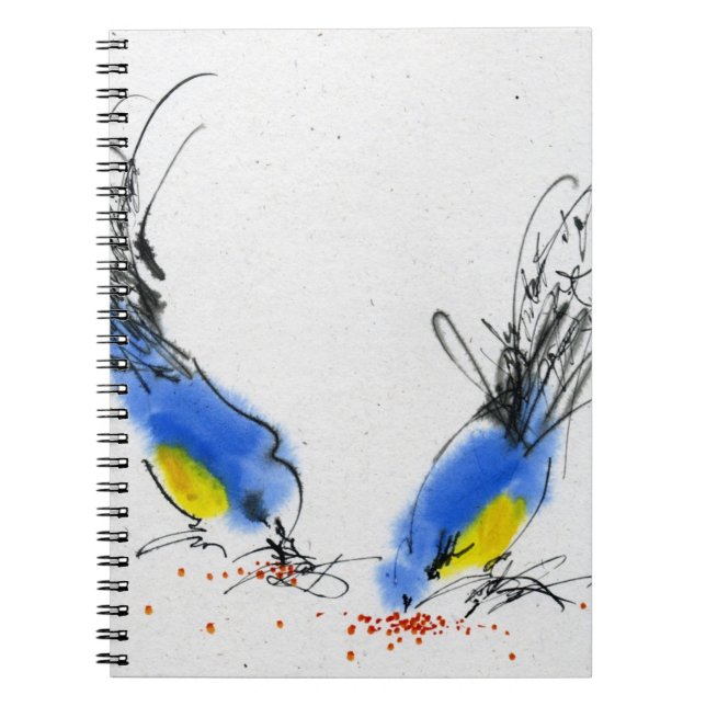 Caderno Espiral Dois titmouses pequenos que pecking a grão. (Frente)