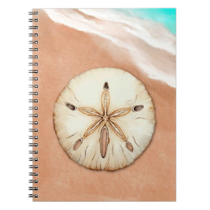 Caderno Espiral Dólar de areia de aquarela na praia