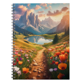 Caderno Espiral Dolomitas Itália Cartaz de Viagem em Estilo Vintag