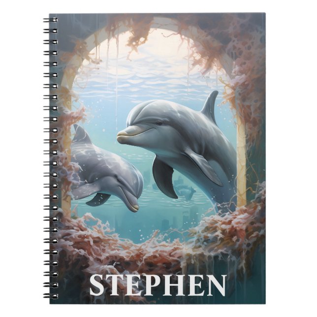 Caderno Espiral Dolphin Peeking Personalizado (Frente)