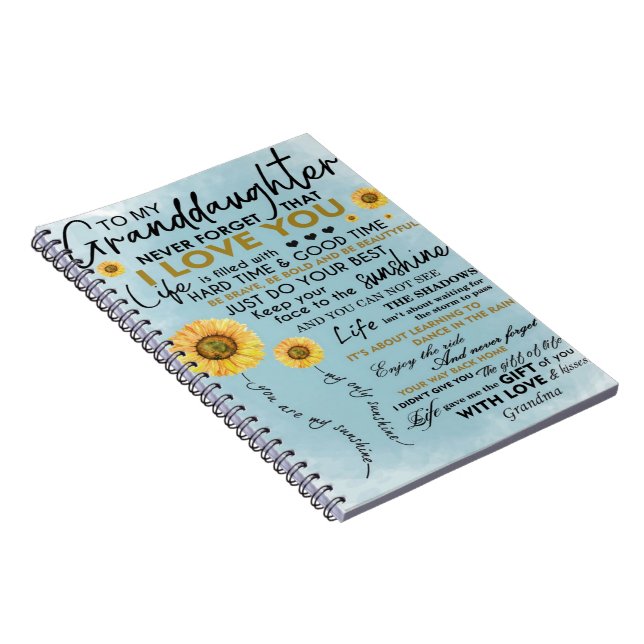 Caderno Espiral Dom De Girassol Para Minha Neta (Lado Direito)