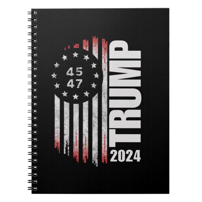 Caderno Espiral Donald Trump 2024 Votação 45 47 Americano (Frente)