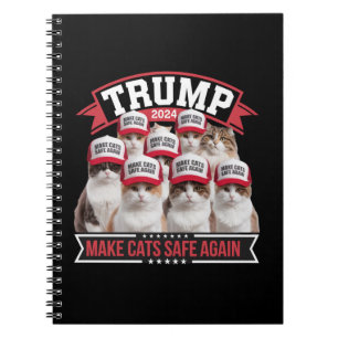 Caderno Espiral Donald Trump Torna os Gatos Seguros Novamente 2024
