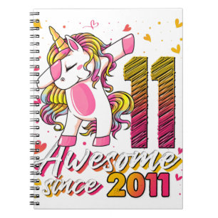Caderno Espiral Donativos De 11 Anos Unicorn Dabbing 11 Birthday U