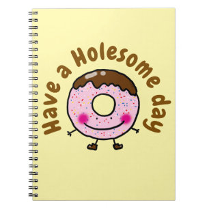 Caderno Espiral Donut de Desenho Animado Fofo Tenha Um Dia Cheio d