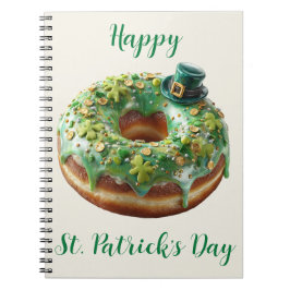 Caderno Espiral Donut do Dia de São Patrício Feliz com Chapéu de L