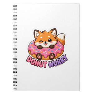 Caderno Espiral Donut Fofinho de Raposa Kawaii Não se Preocupe Pia
