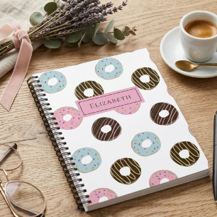 Caderno Espiral Donuts Fofos Adicione seu próprio Nome Monograma P