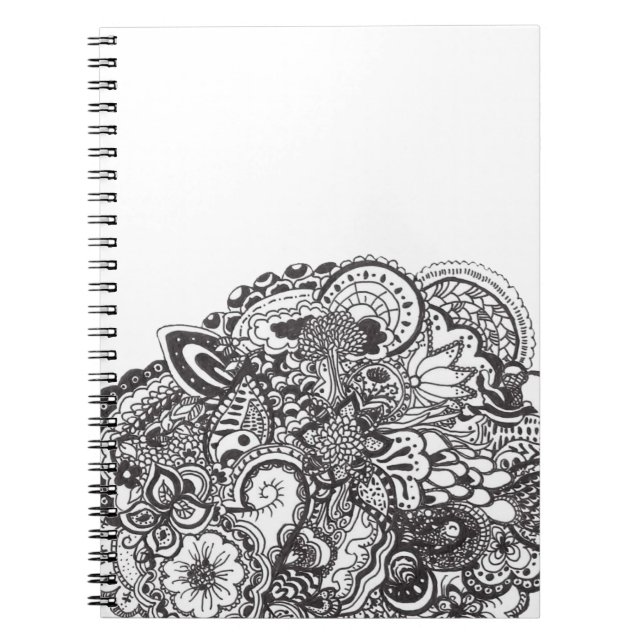 Caderno Espiral Doodle abstrato da caneta e da tinta (Frente)