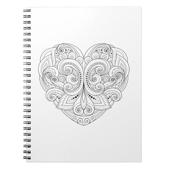 Caderno Espiral Doodle abstrato do coração (Frente)