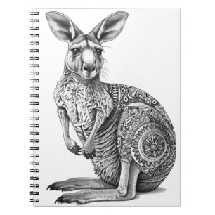 Caderno Espiral Doodle art Kangaroo