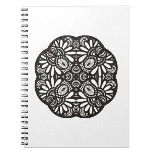 Caderno Espiral Doodle bonito do quadrado preto de Deco