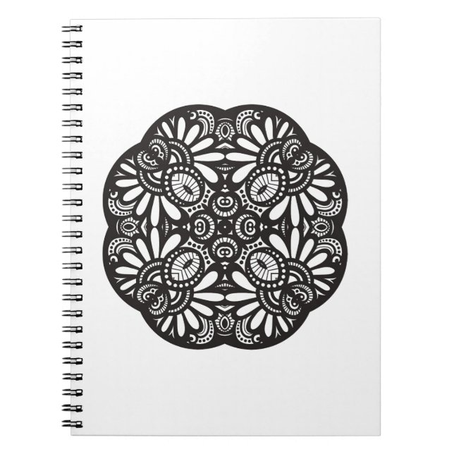 Caderno Espiral Doodle bonito do quadrado preto de Deco (Frente)