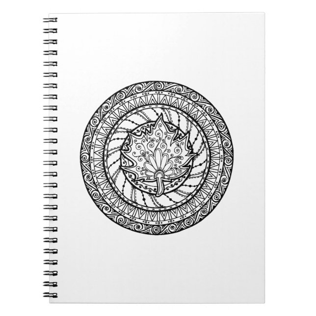 Caderno Espiral Doodle da folha de bordo do outono (Frente)