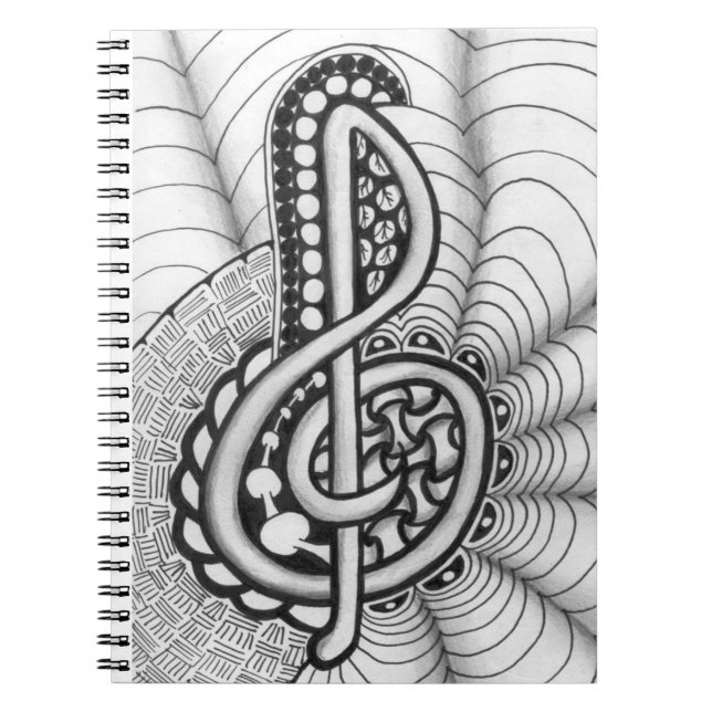 Caderno Espiral Doodle da música do Clef de triplo (Frente)