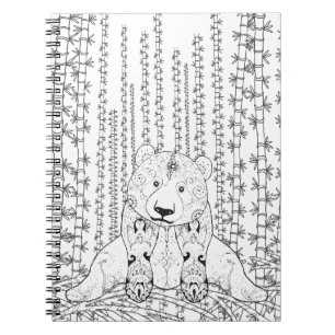 Caderno Espiral Doodle de bambu da panda
