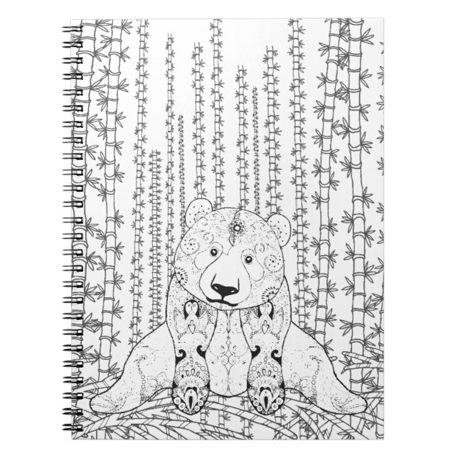 Caderno Espiral Doodle de bambu da panda (Frente)
