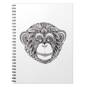 Caderno Espiral Doodle de Illustartion do macaco