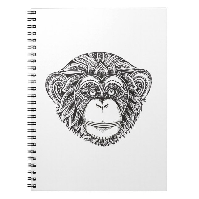 Caderno Espiral Doodle de Illustartion do macaco (Frente)