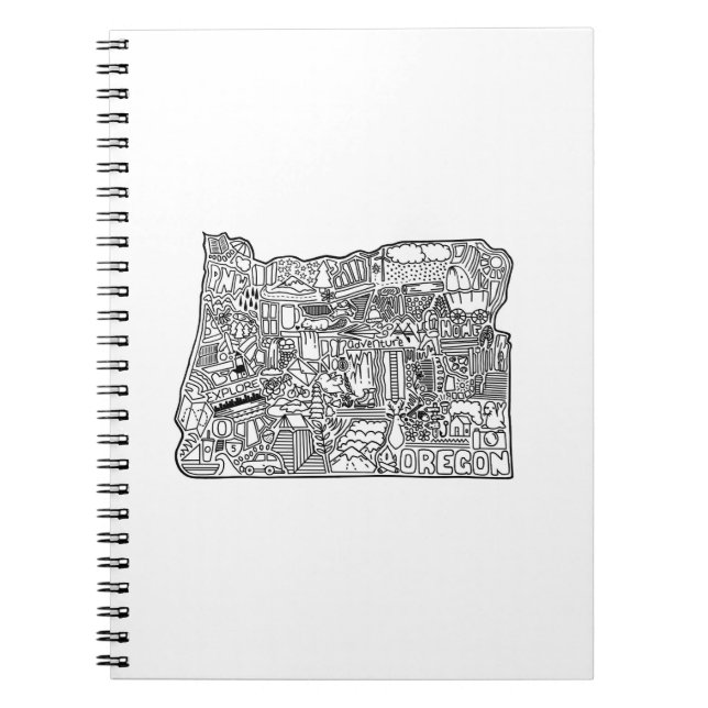 Caderno Espiral Doodle de Oregon (Frente)